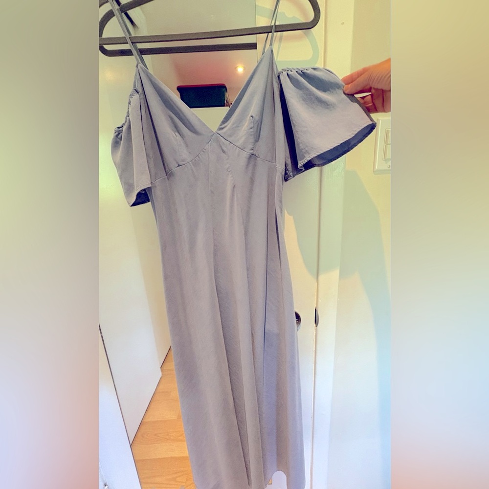 Elegant Off-Shoulder ZARA Dress in Light Blue